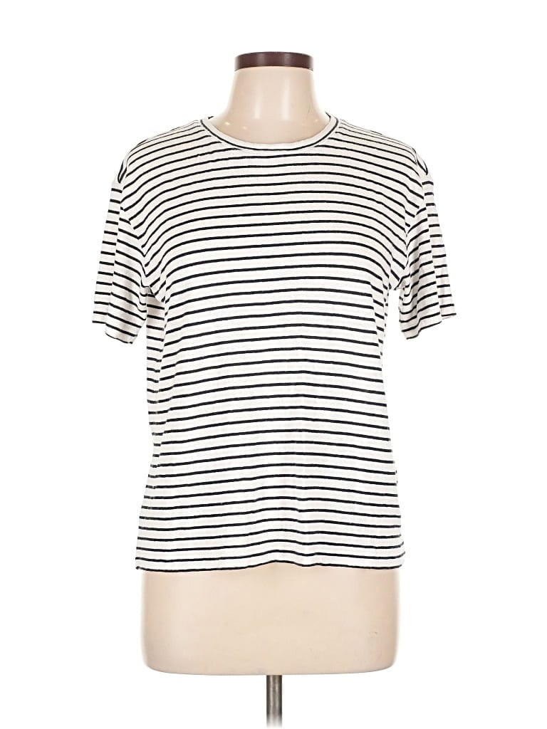 Pre-owned Caslon Short Sleeve Top Ivory Crew Neck Tops In White