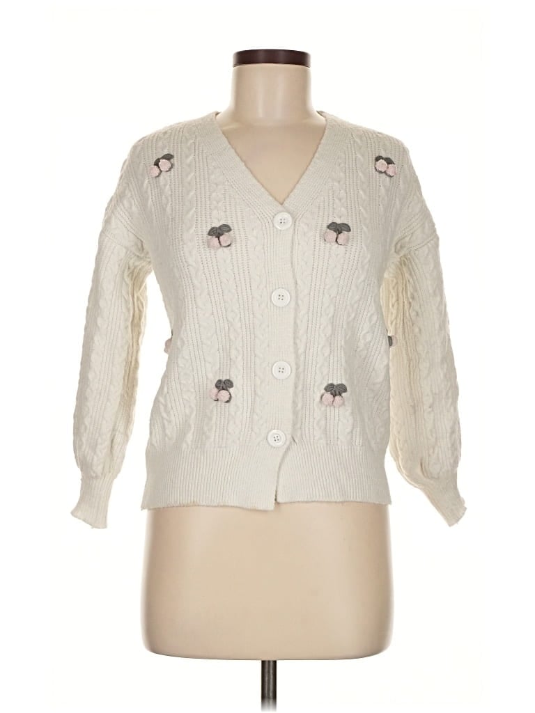 Pre-owned Assorted Brands Cardigan Sweater In White