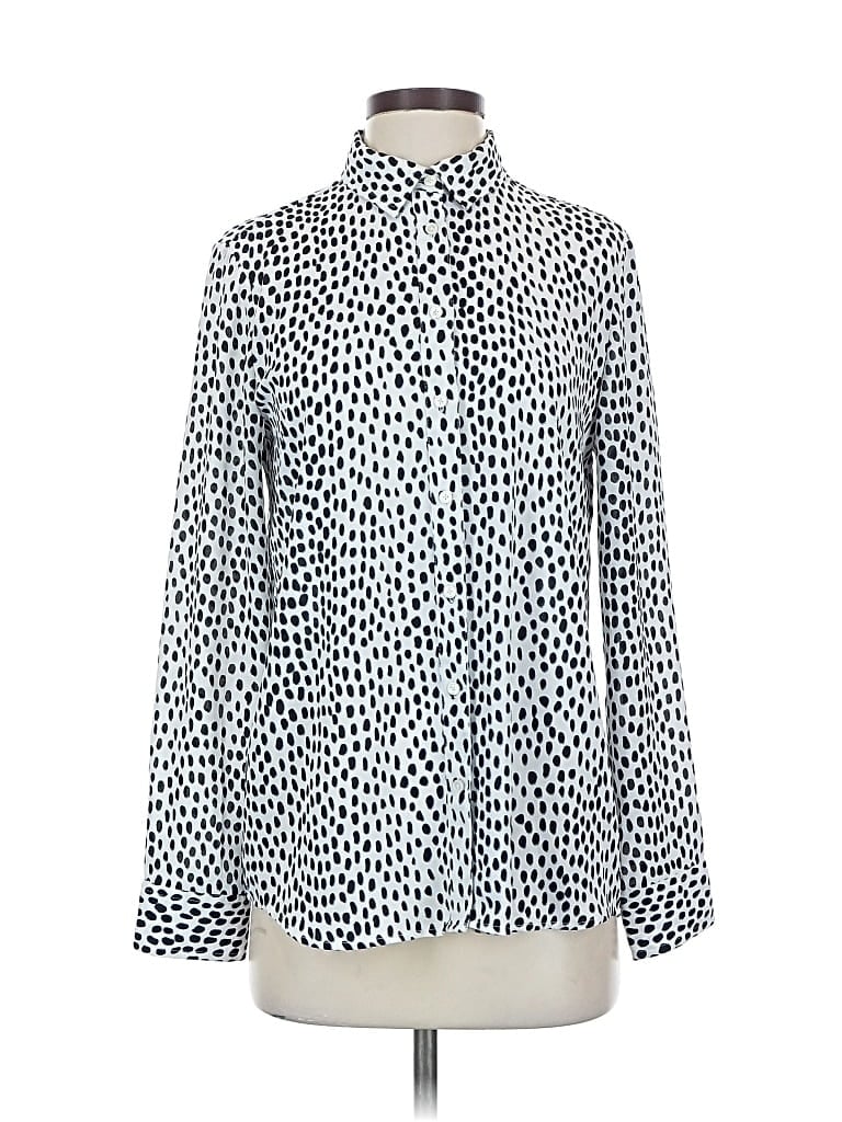 Pre-owned J.crew Factory Store Long Sleeve Blouse In Silver