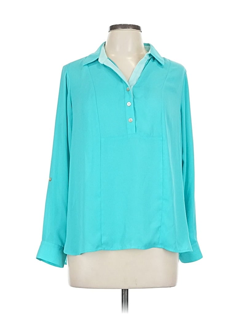 Pre-owned Investments 3/4 Sleeve Blouse In Blue