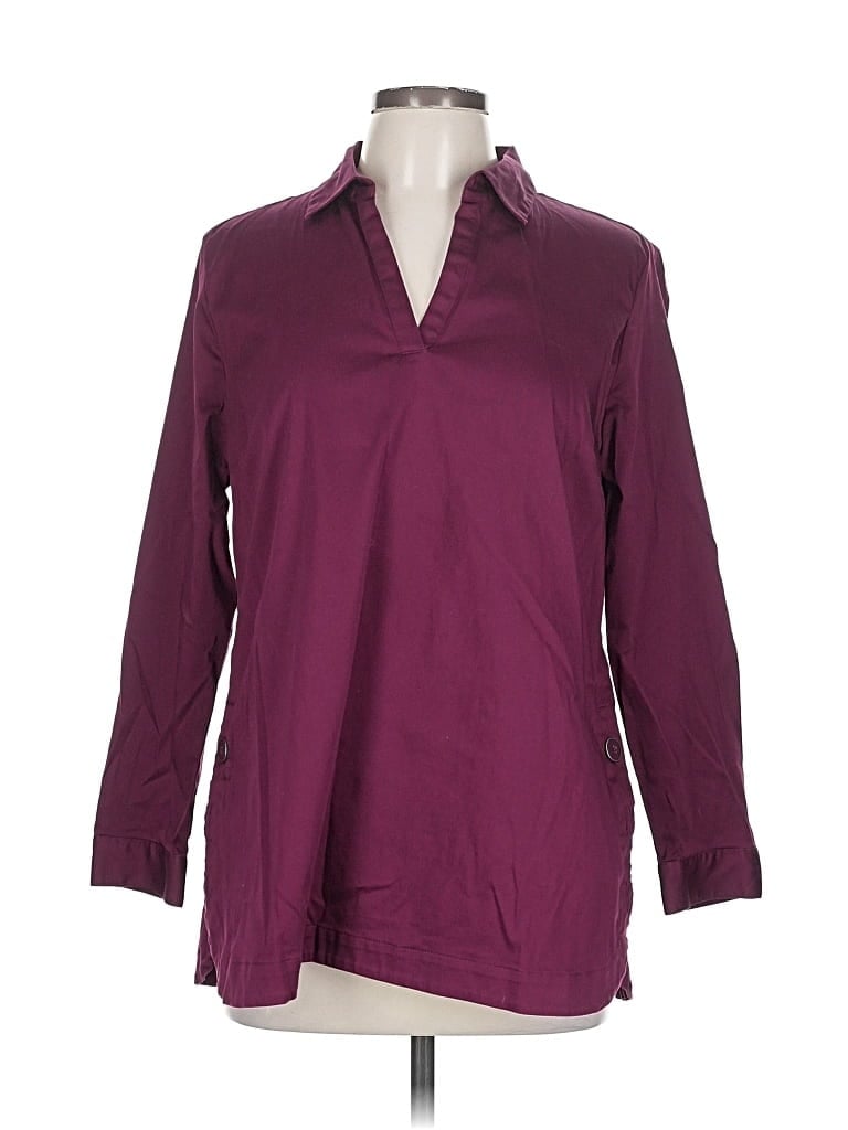 Pre-owned Chico's 3/4 Sleeve Blouse In Burgundy