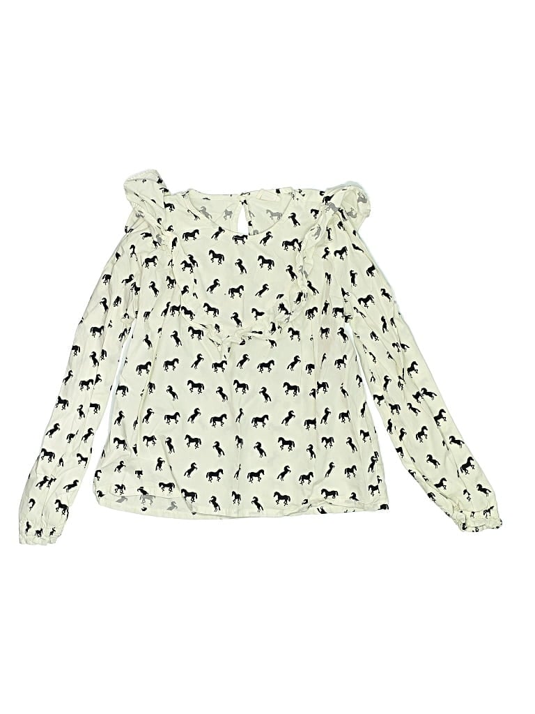 Pre-owned Crewcuts Kids' Long Sleeve Blouse In White