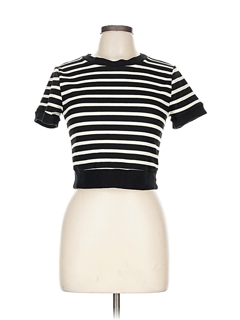 Pre-owned Atelier Short Sleeve Top Black Mock Neckline Tops