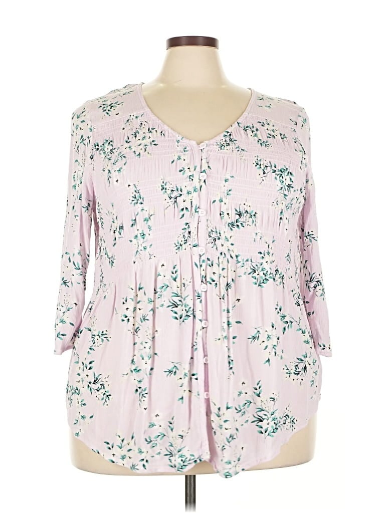 Pre-owned Torrid 3/4 Sleeve Blouse In Pink