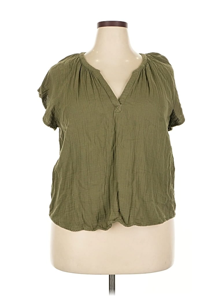 Pre-owned Universal Thread Short Sleeve Blouse In Green