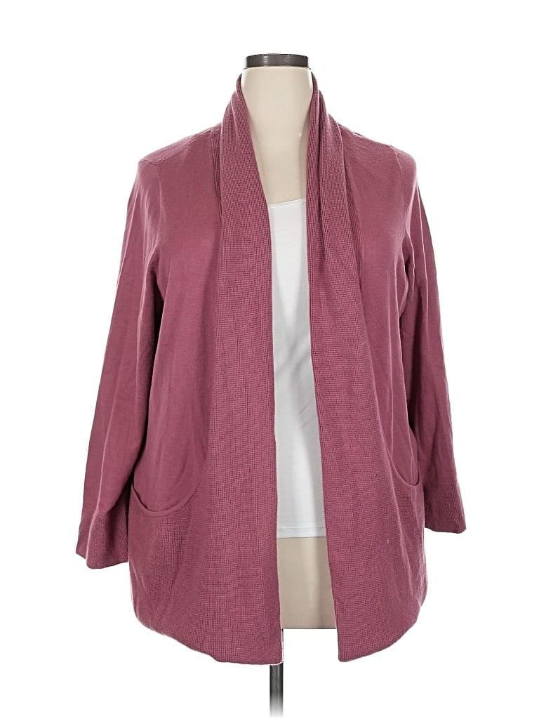 Pre-owned Cj Banks Cardigan Sweater In Burgundy