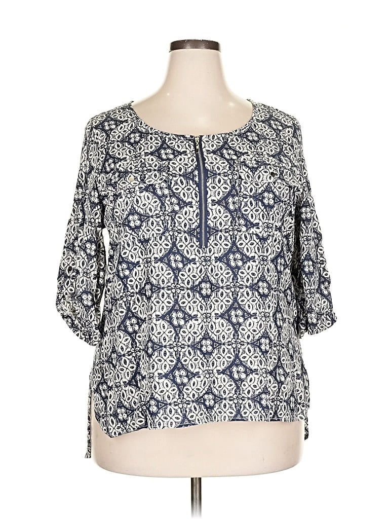 Pre-owned Dana Buchman 3/4 Sleeve Blouse In Blue