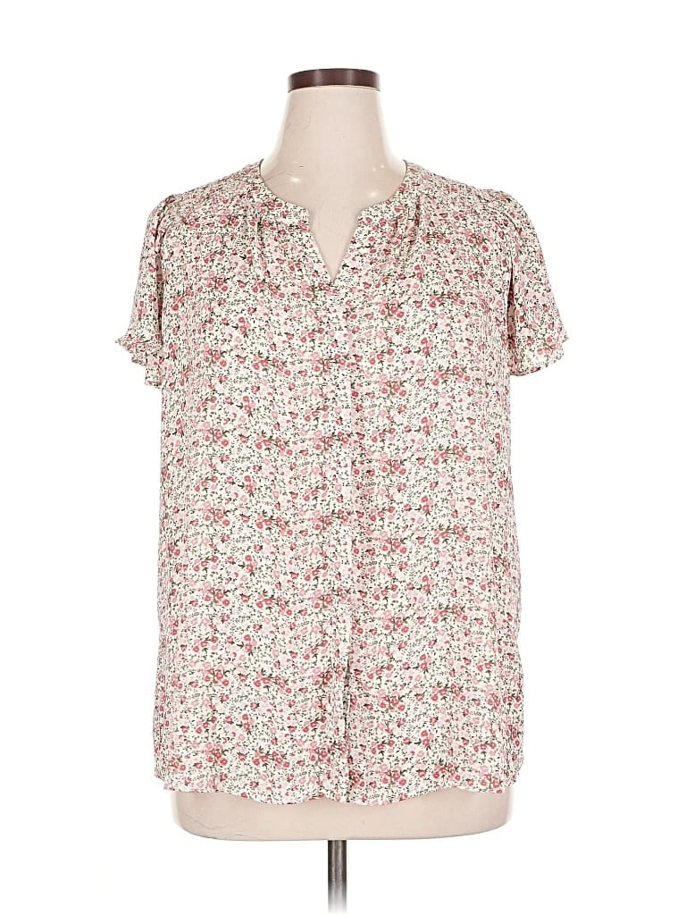 Pre-owned Rose + Olive Short Sleeve Blouse In White