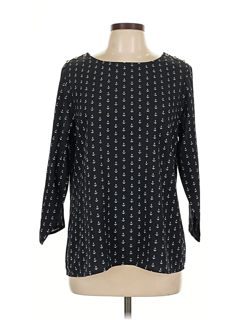 Pre-owned J.crew Factory Store 3/4 Sleeve Blouse In Black