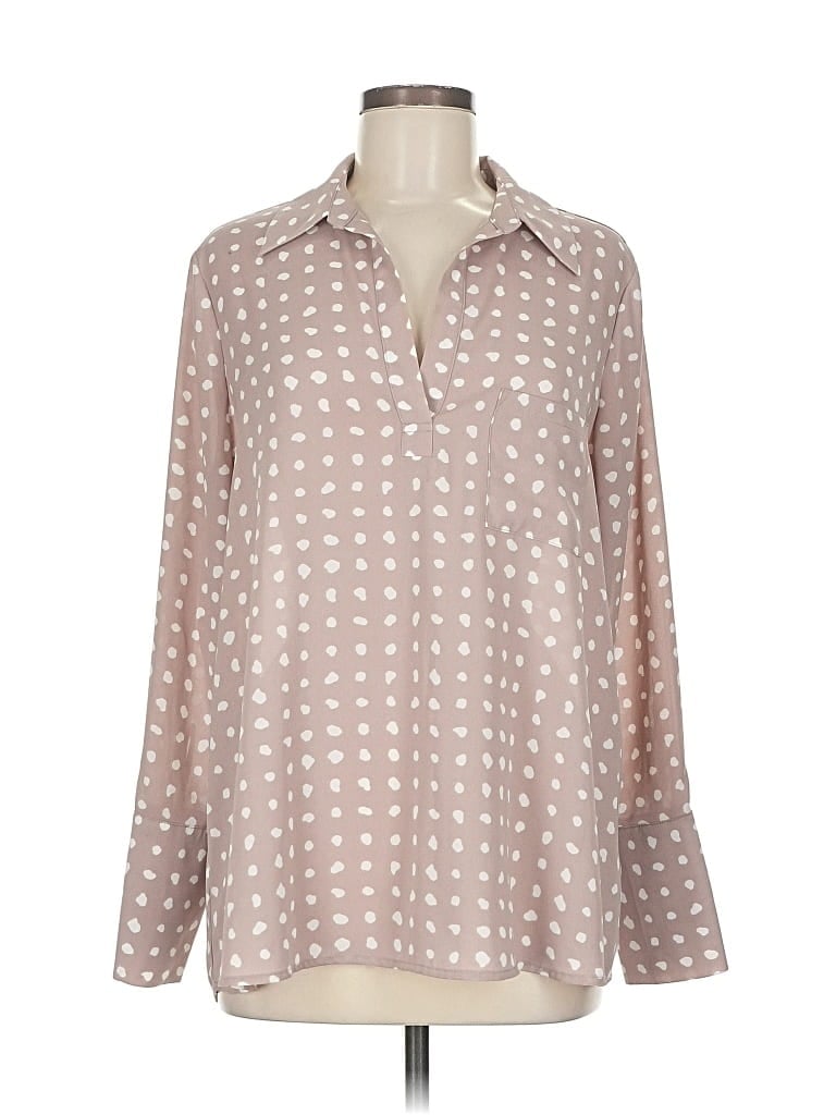 Pre-owned Pleione Long Sleeve Blouse In Brown