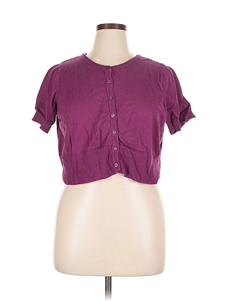 Pre-owned Jessica London Cardigan Sweater In Purple