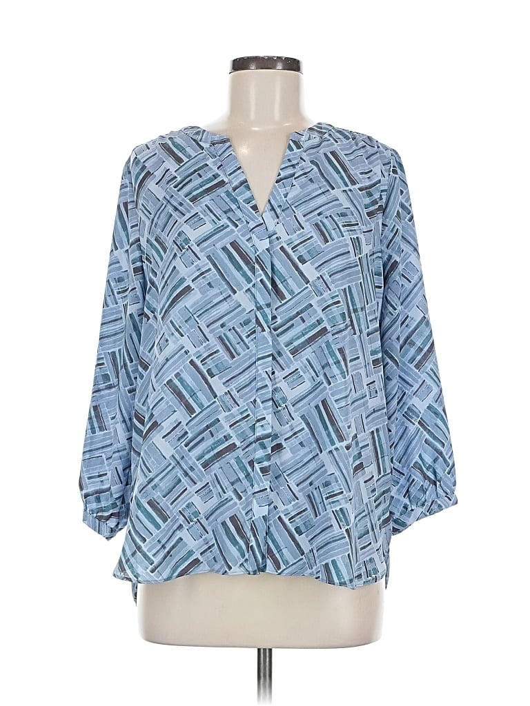 Pre-owned Nydj 3/4 Sleeve Blouse In Blue
