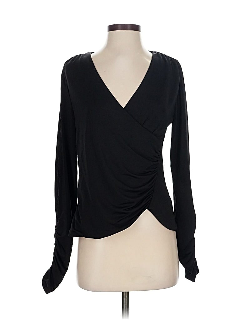 Pre-owned Express Long Sleeve Top Black Plunge Neckline Tops