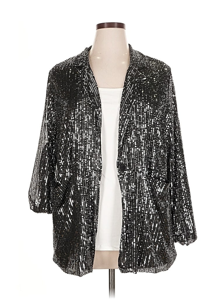 Pre-owned Unbranded Blazer Jacket In Silver