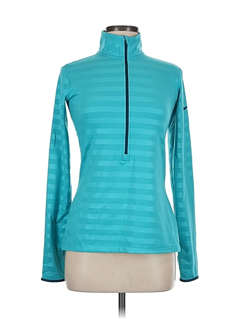 Pre-owned Nike Long Sleeve Top Teal Turtleneck Tops In Blue