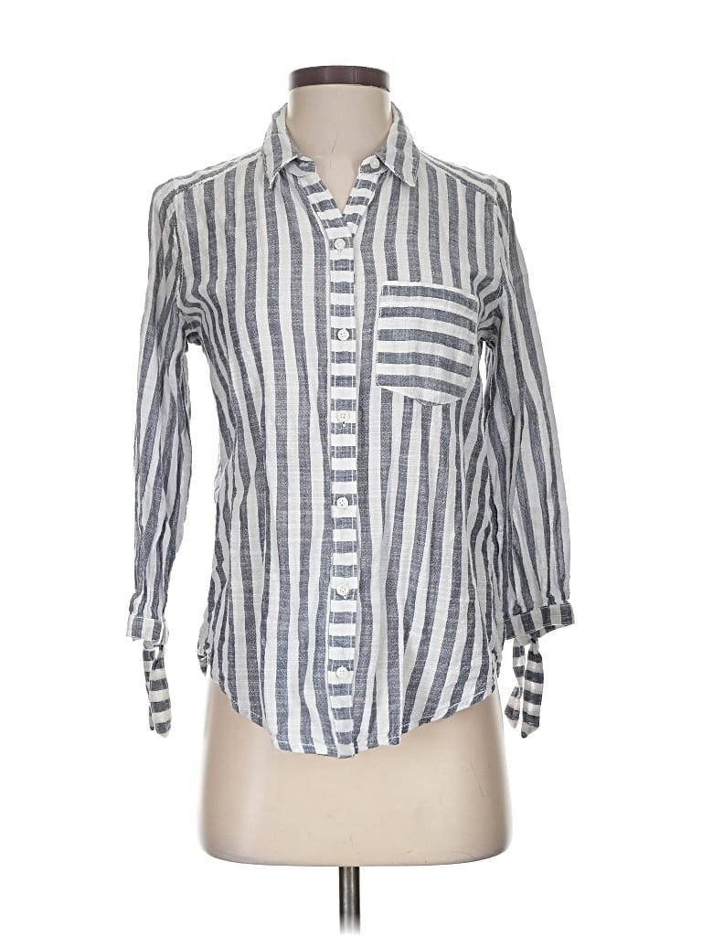 Pre-owned Abercrombie & Fitch 3/4 Sleeve Button Down Shirt In Gray