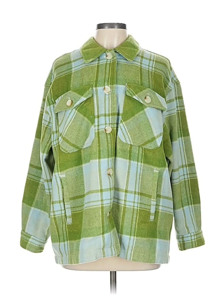 Pre-owned Workshop Republic Clothing Long Sleeve Button Down Shirt In Green