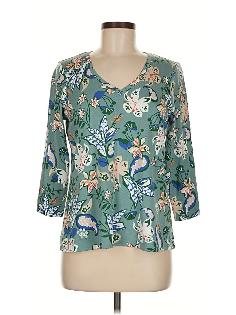 Pre-owned Chico's 3/4 Sleeve T-shirt In Blue