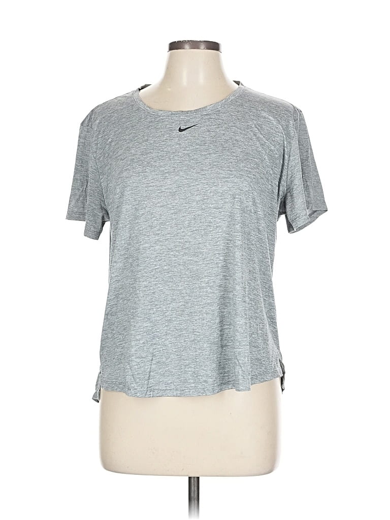 Pre-owned Nike Short Sleeve Top Gray Crew Neck Tops