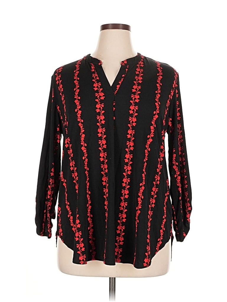 Pre-owned Cato Long Sleeve Blouse In Black