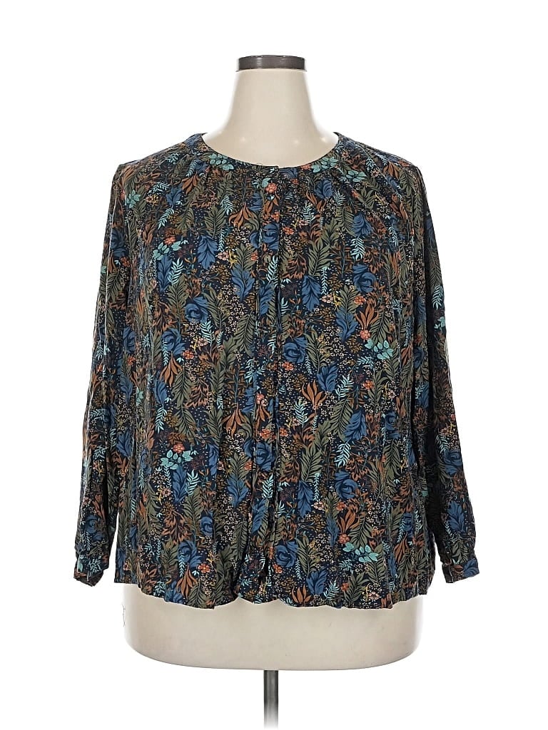 Pre-owned Cj Banks 3/4 Sleeve Blouse In Blue
