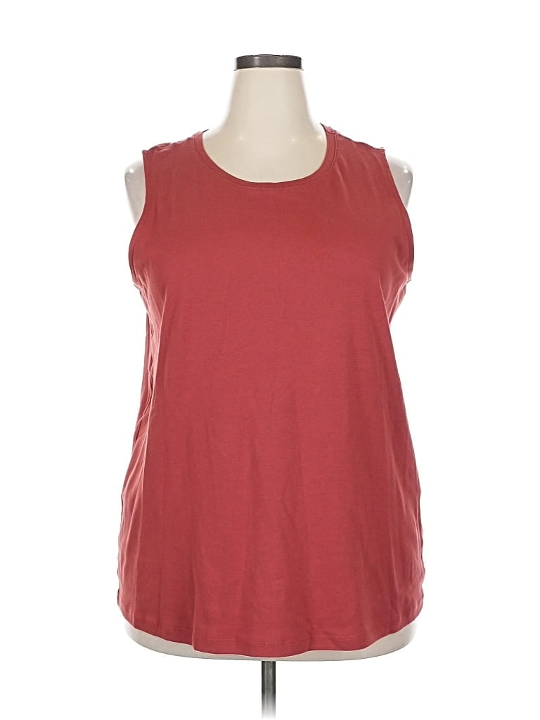 Pre-owned Cj Banks Sleeveless Top Red Scoop Neck Tops