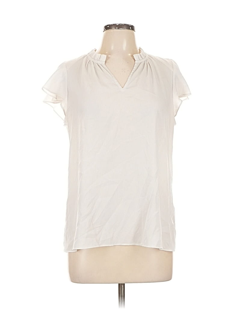 Pre-owned Nine West Short Sleeve Blouse In White