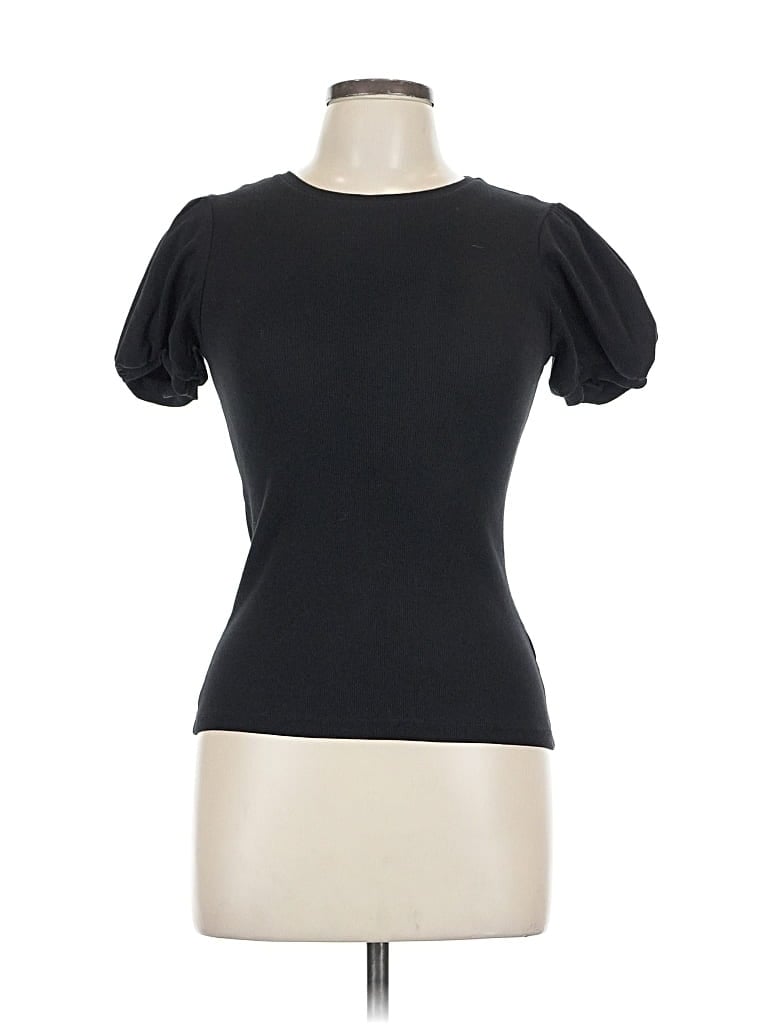 Pre-owned Saint + Sofia Short Sleeve Turtleneck In Black