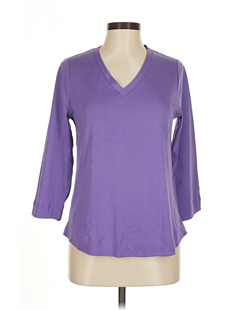 Pre-owned Chico's 3/4 Sleeve T-shirt In Purple
