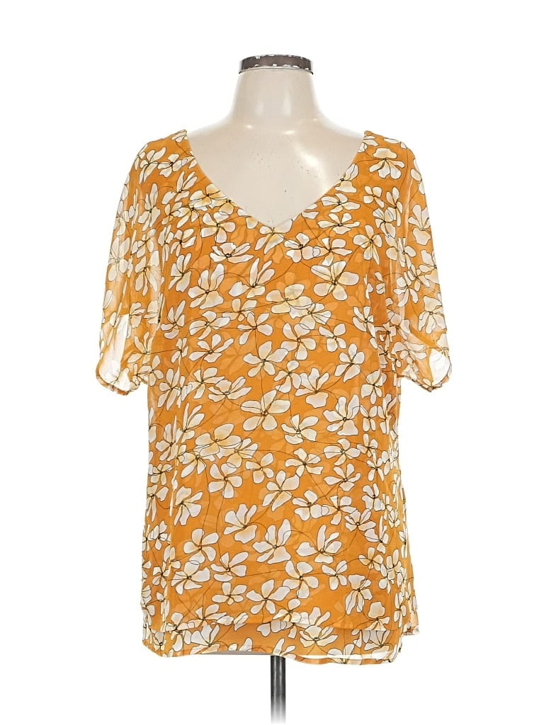 Pre-owned Cabi Short Sleeve Blouse In Orange