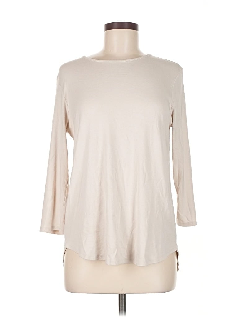 Pre-owned Andrea Jovine 3/4 Sleeve Top Ivory Boatneck Tops In White