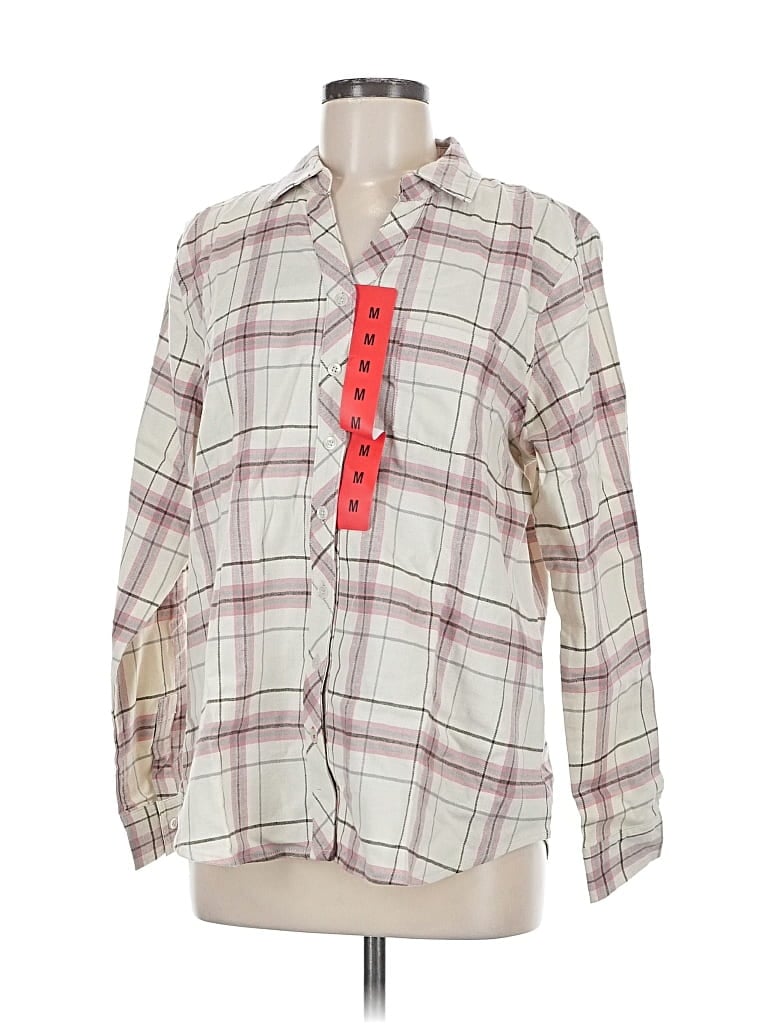 Pre-owned Weatherproof Long Sleeve Button Down Shirt In White