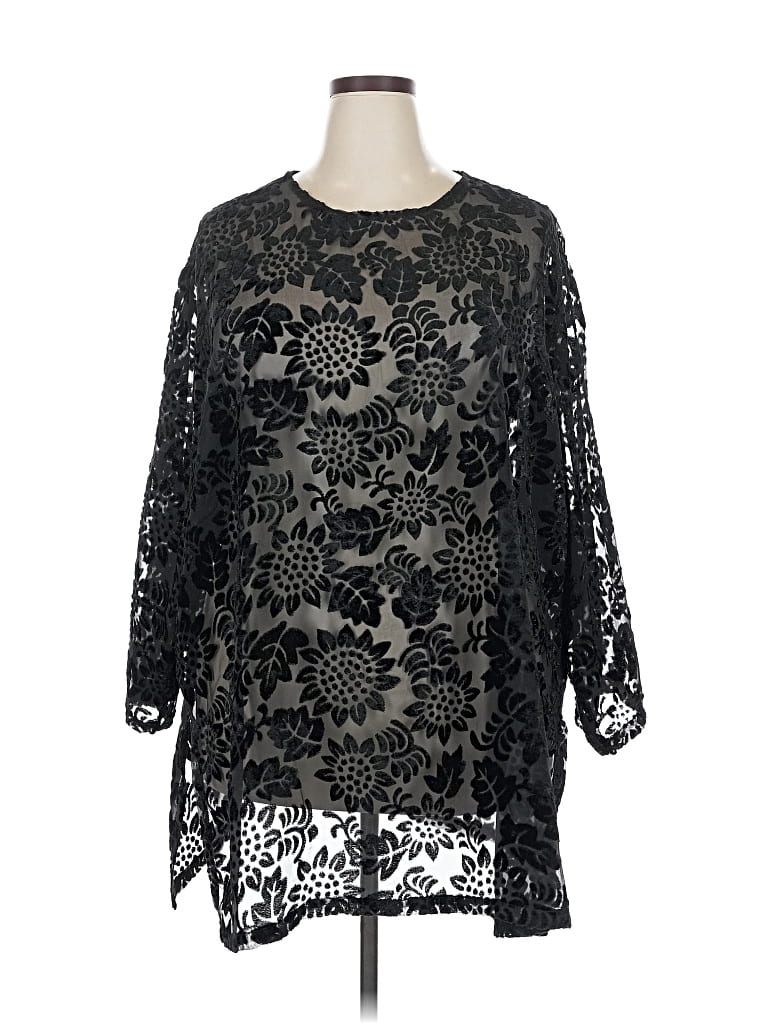 Pre-owned Koret 3/4 Sleeve Blouse In Black