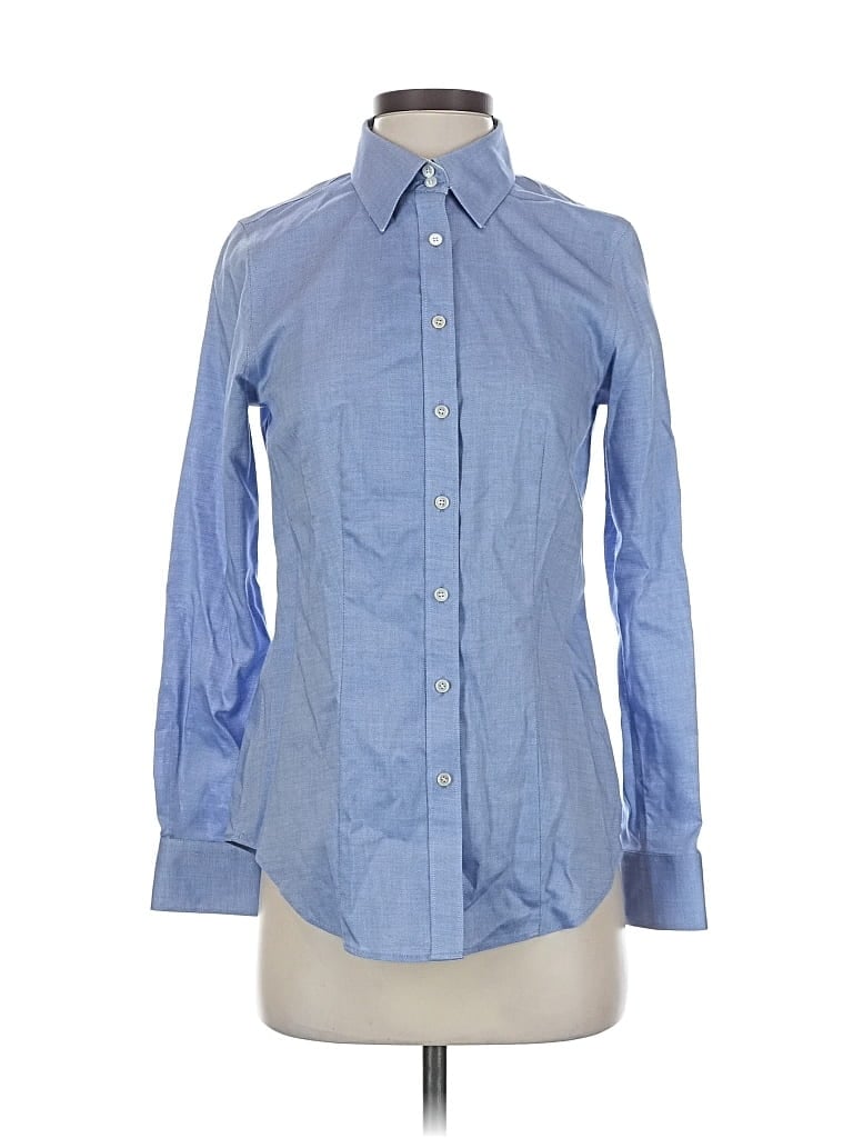 Pre-owned Talbots Long Sleeve Button Down Shirt In Blue
