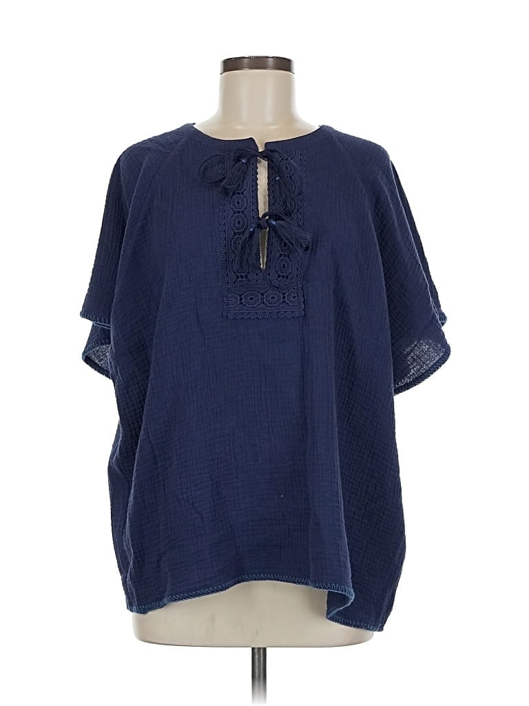 Pre-owned Calme Short Sleeve Blouse In Blue