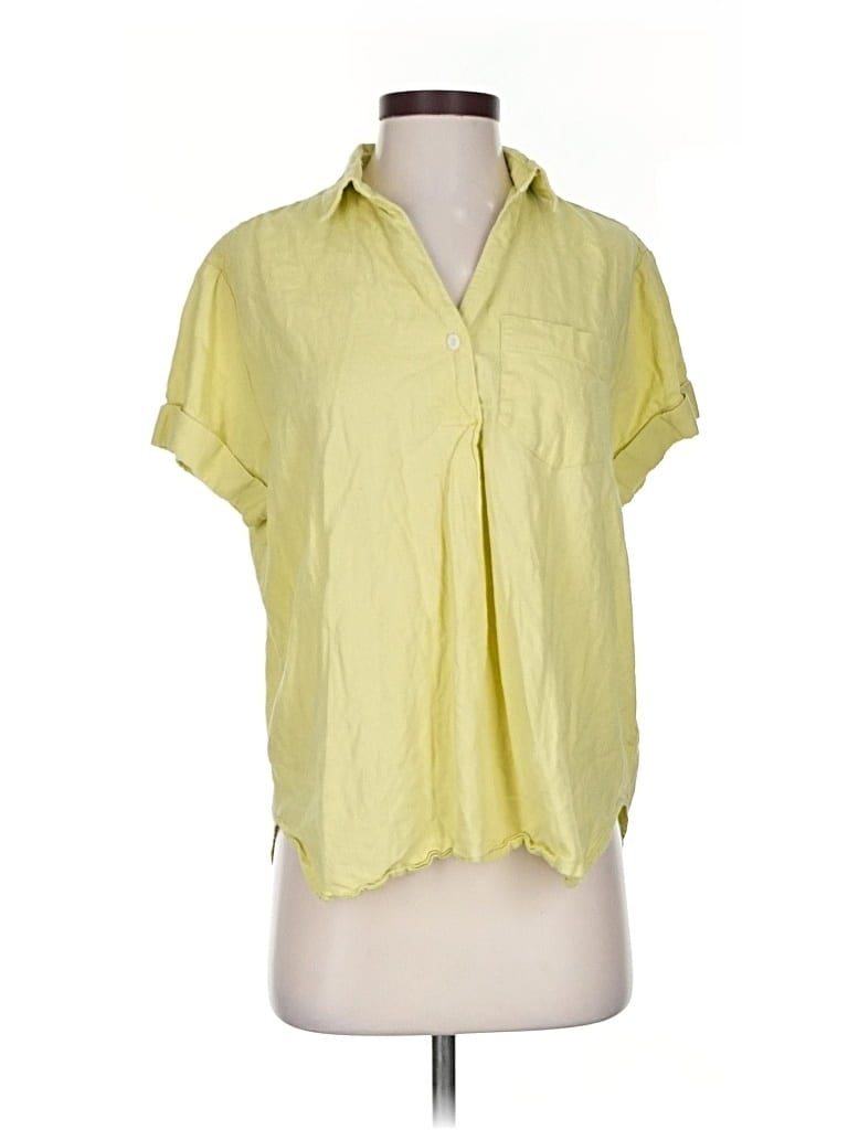Pre-owned Madewell Short Sleeve Blouse In Yellow