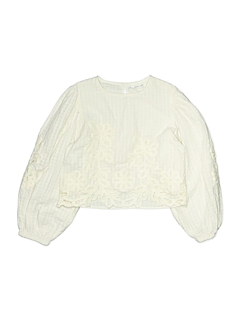 Pre-owned Mng Kids' Long Sleeve Blouse In White