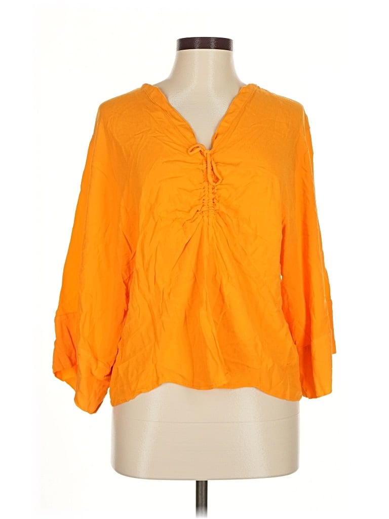 Pre-owned Mng Suit 3/4 Sleeve Blouse In Orange