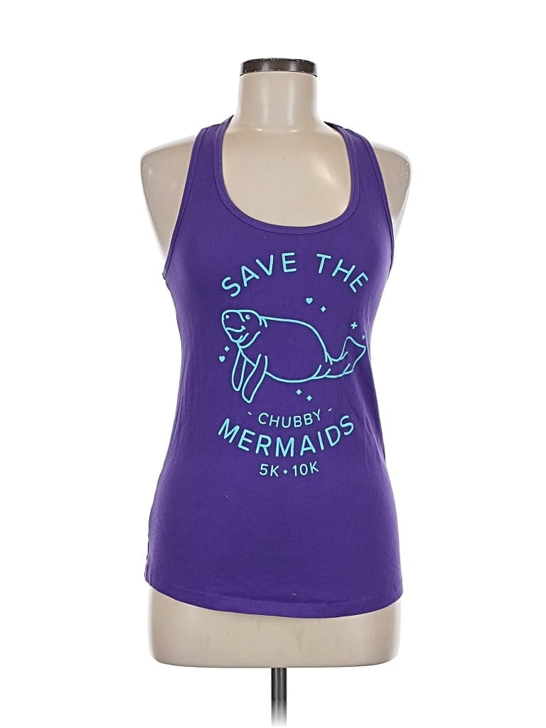 Pre-owned Ideal T Tank Top Purple Halter Neckline Tops