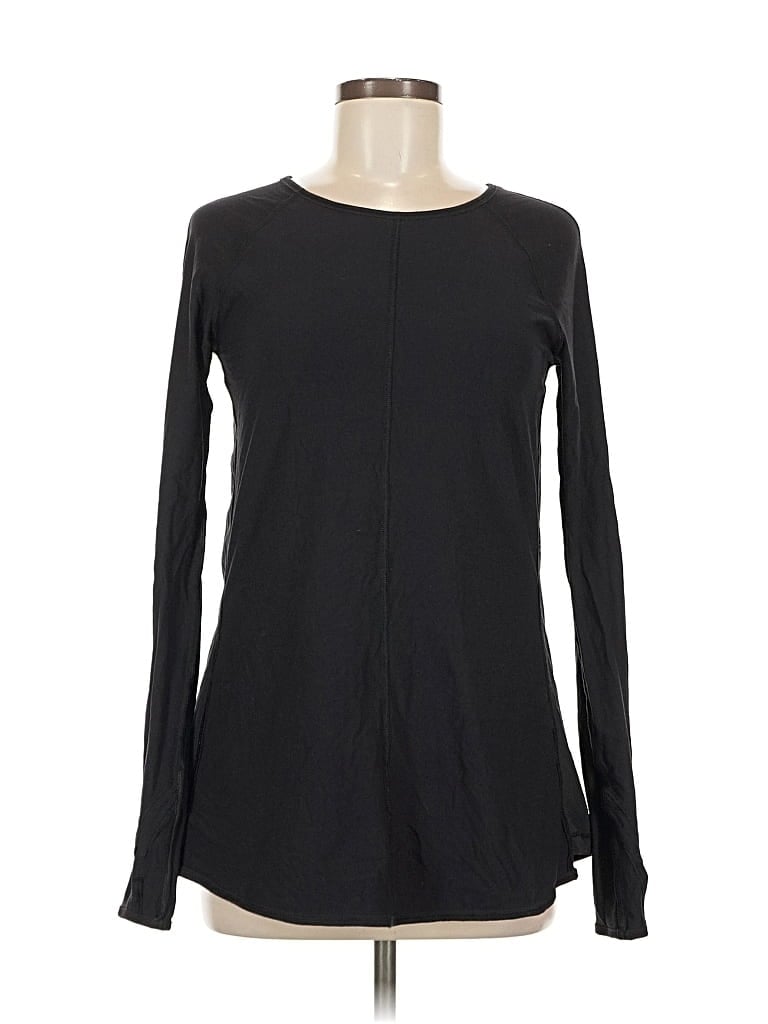 Pre-owned Lululemon Athletica Long Sleeve Top Black Crew Neck Tops