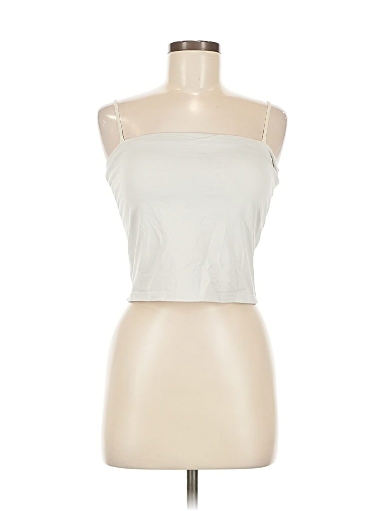 Pre-owned Uniqlo Tank Top Ivory Strapless Neckline Tops In White