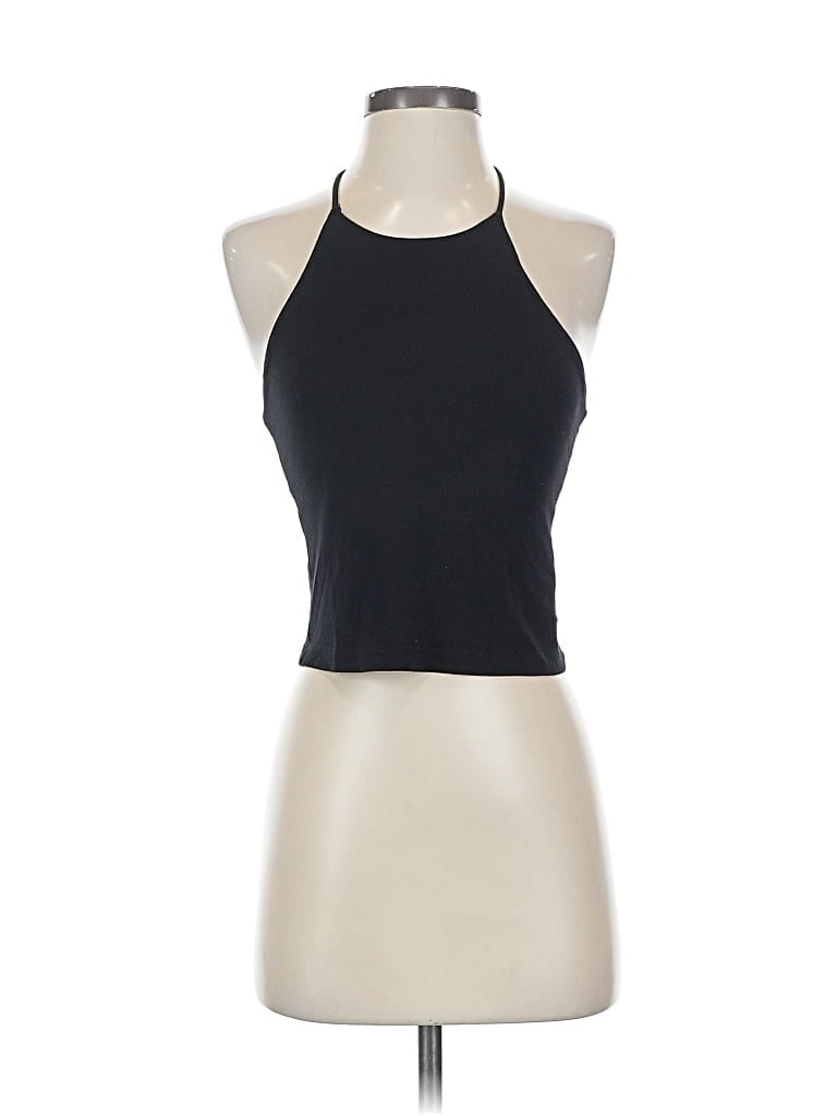 Pre-owned Final Touch Tank Top Black Halter Neckline Tops