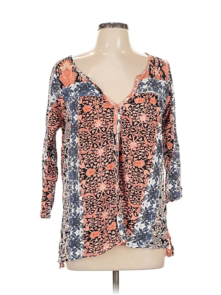 Pre-owned Lucky Brand 3/4 Sleeve Blouse In Orange