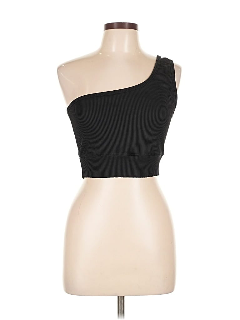Pre-owned Year Of Ours Tank Top Black One Shoulder Neckline Tops