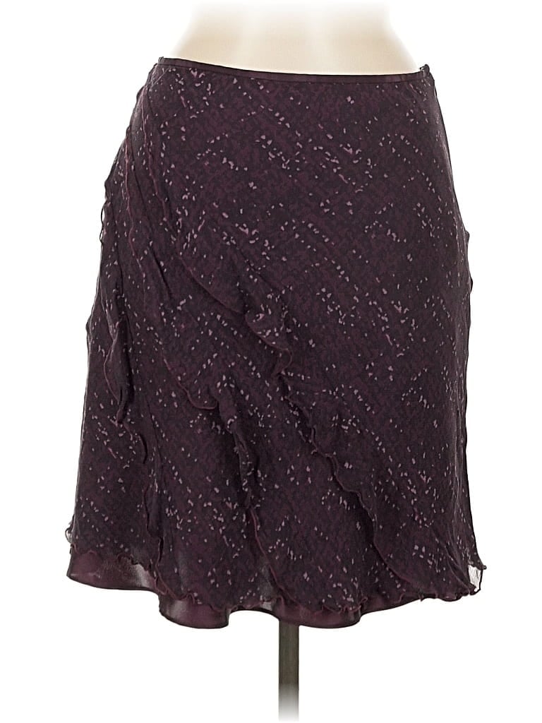 Pre-owned Ann Taylor Silk Skirt In Burgundy