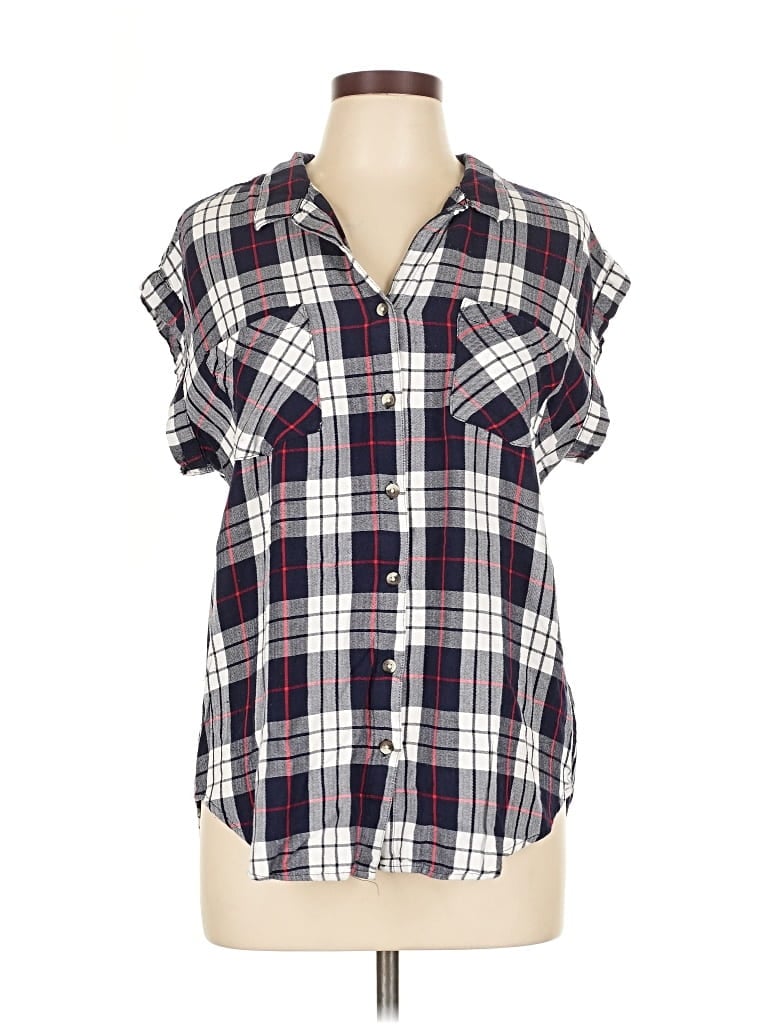 Pre-owned Jachs Girlfriend Short Sleeve Blouse In Blue