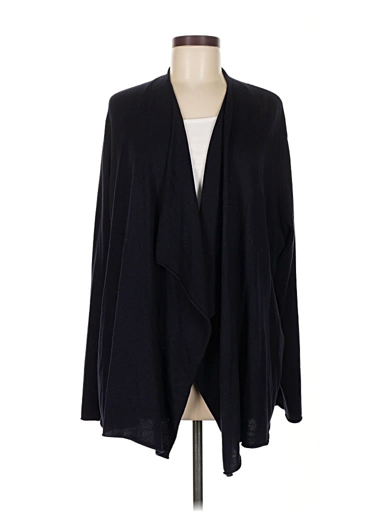 Pre-owned Eileen Fisher Silk Cardigan Sweater In Black