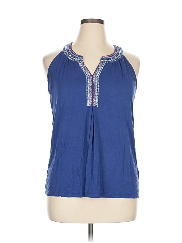 Pre-owned Cable & Gauge Sleeveless Blouse In Blue