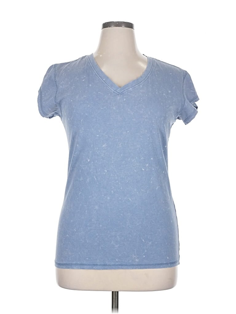 Pre-owned Game Time Short Sleeve Top Blue V Neck Tops