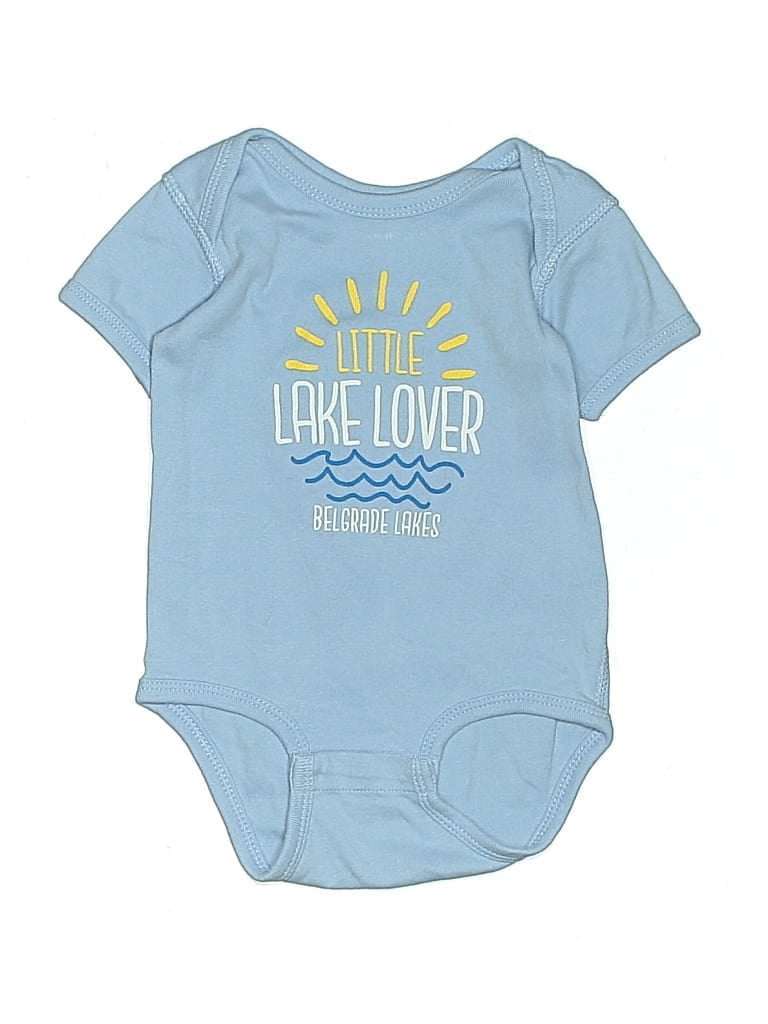 Pre-owned Rabbit Skins Babies' Short Sleeve Onesie In Blue